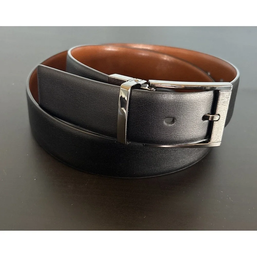 Dockers Black Bonded Leather Belt Black Metal Buckle Sz M 34-36 9C06920